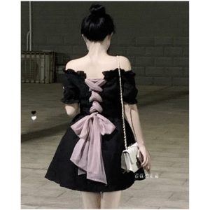Váy đầm nữ đi chơi, dự tiệc đám cưới nhẹ nhàng sang chảnh, chất vải mềm mịn mặc mát [ VÁY NƠ TÍM SAU LƯNG]